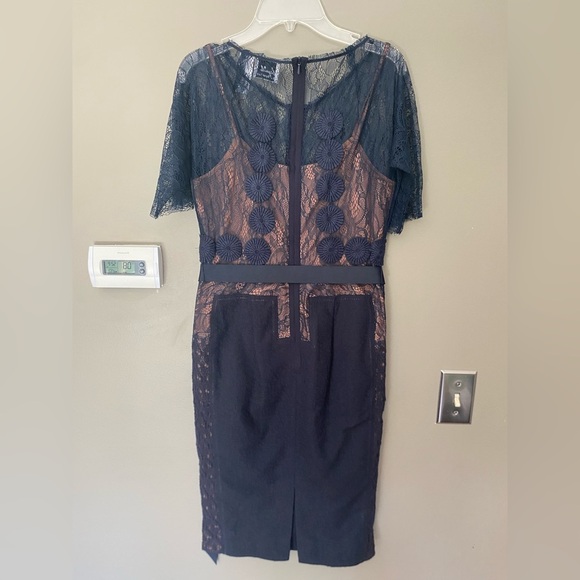 ANTHROPOLOGIE x BYRON LARS •RARE• Beguile Navy Blue Carissima Lace Dress Size 2P - Picture 10 of 14